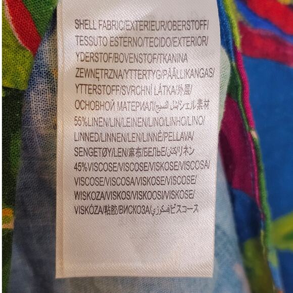 Farm Rio Blue Sunny Day Tropical Toucan & Palm Trees Linen Blend Mini Dress - Picture 10 of 10